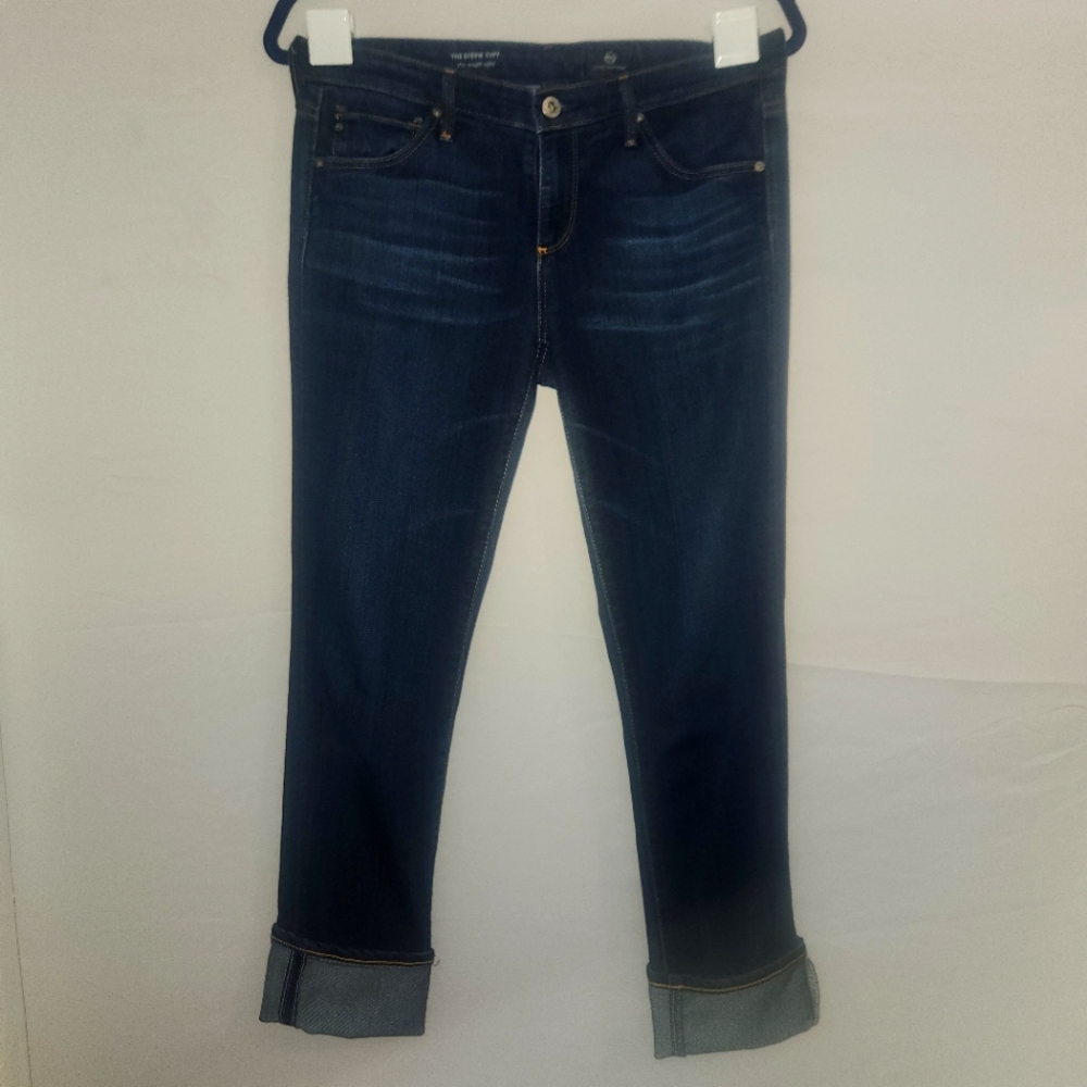 Adriano Goldschmied The Stevie Cuff Slim Straight Cuffed Blue Jeans Size 28